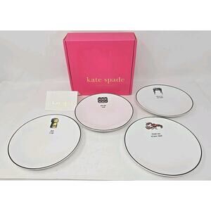 Kate Spade Lenox Concord Square 6" Round Tidbit Plates 4 PC. 'Cause a Stir' New